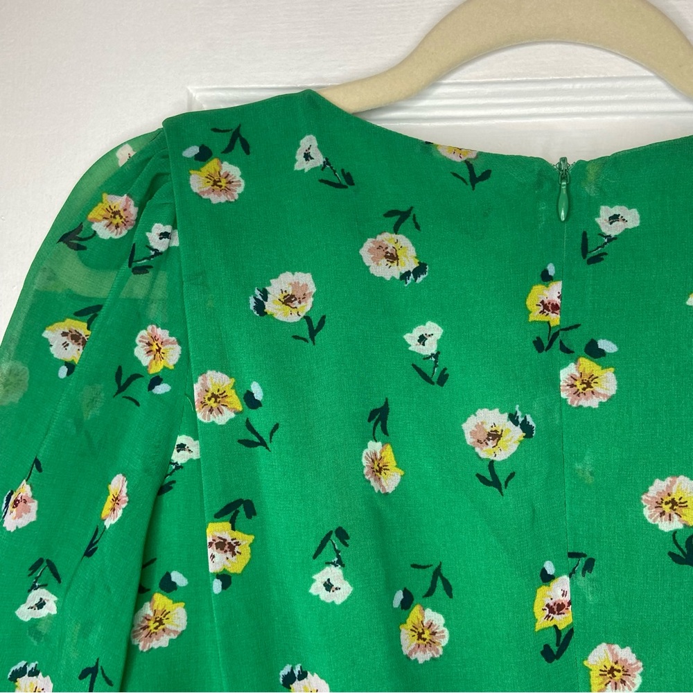 Lulu’s Field of Vision Green Floral Print Long Sleeve Mini Dress Feminine Medium - Picture 7 of 16